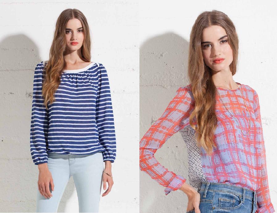 Ella Moss stripe top; Ella Moss silk two pattern top