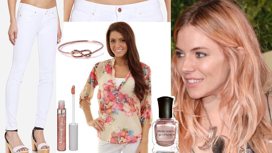 Genetic Denim Shya Skinny in Pale with Rosegold hardware; Karlie top