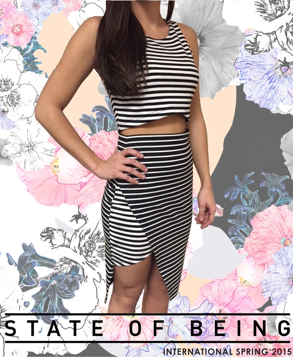 Crop top and matching skirt sold separately at Sachi.